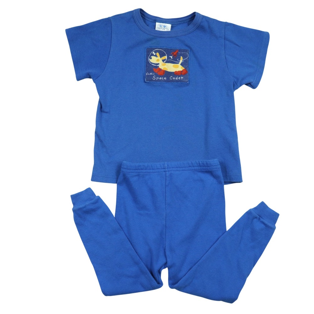 Vintage Carter's Kids Pajama Set Blue Space Cadet Dog Graphic Mixed Size 3T 4T‎